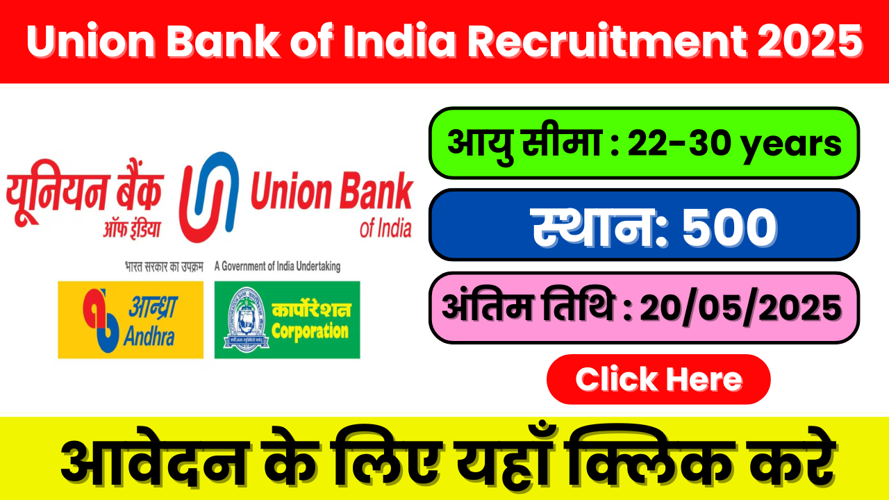 Union Bank of India SO Recruitment 2025: Apply for 500 Assistant Manager Posts
