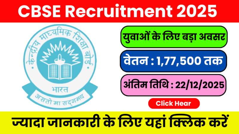 CBSE Recruitment 2025 – 124 पदों पर नौकरी का सुनहरा मौका