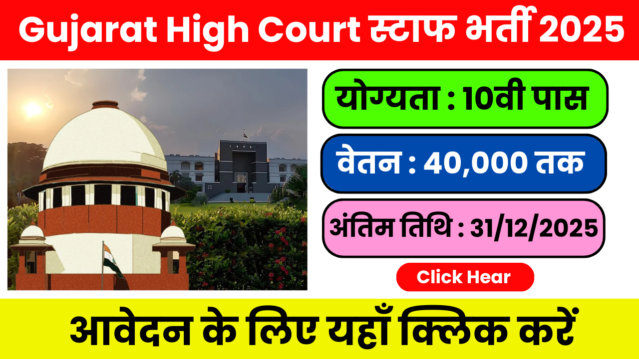 Gujarat High Court स्टाफ भर्ती 2025: सरल आवेदन प्रक्रिया