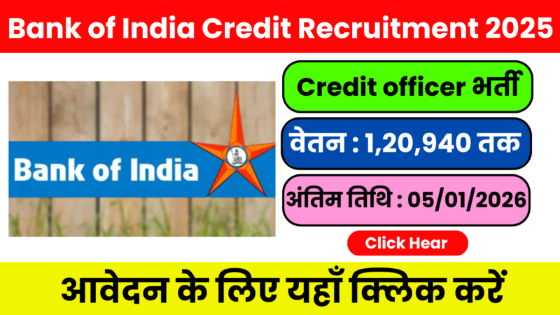 Bank of India Credit Recruitment 2025 – Credit Officer भर्ती 2025