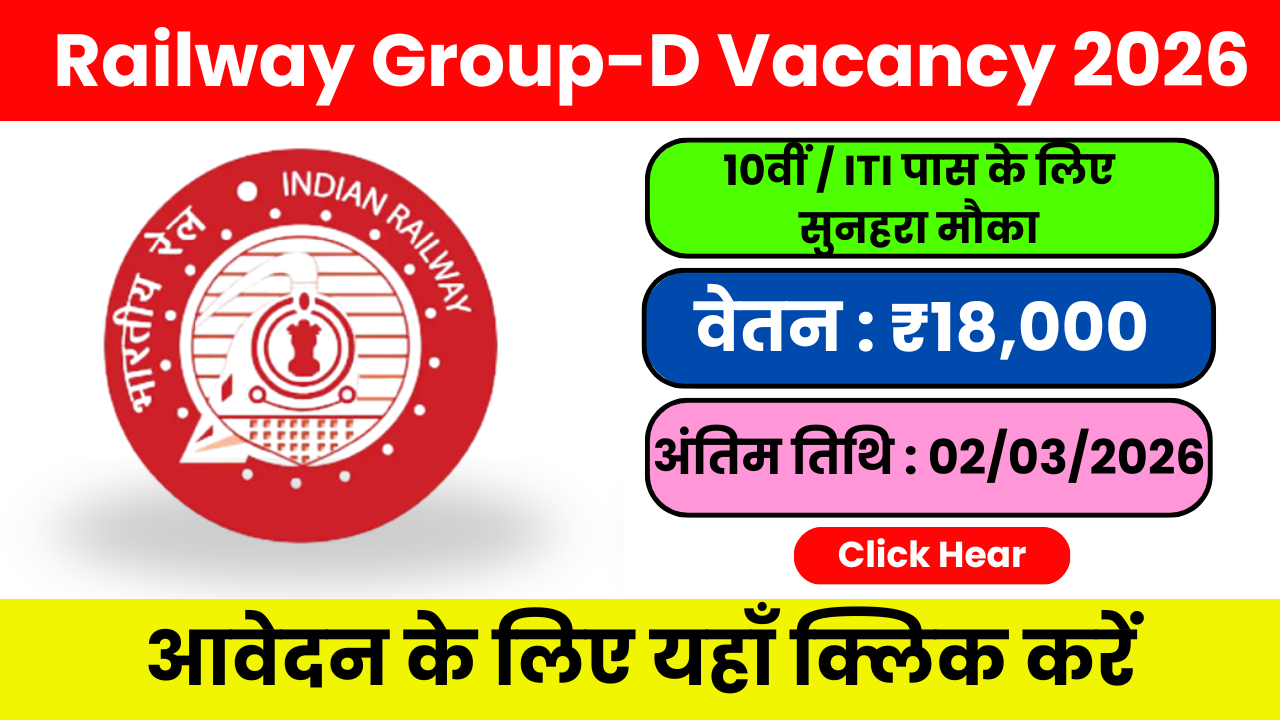 Railway Group-D Vacancy 2026 – बिना इंटरव्यू सरकारी नौकरी का बड़ा अवसर