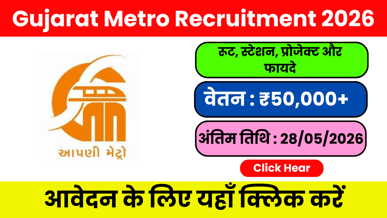 Gujarat Metro Recruitment 2026 – GMRC JE, Maintainer और Operator पदों की पूरी जानकारी